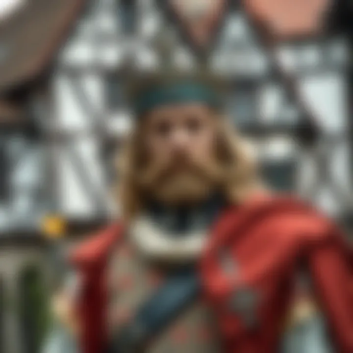 Historic depiction of King Billy with traditional German architectural background