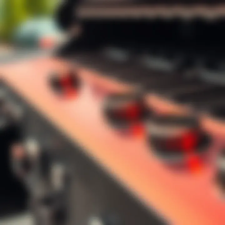 Close-up of King Billy Grill's versatile burners and temperature controls highlighting its flexible cooking features