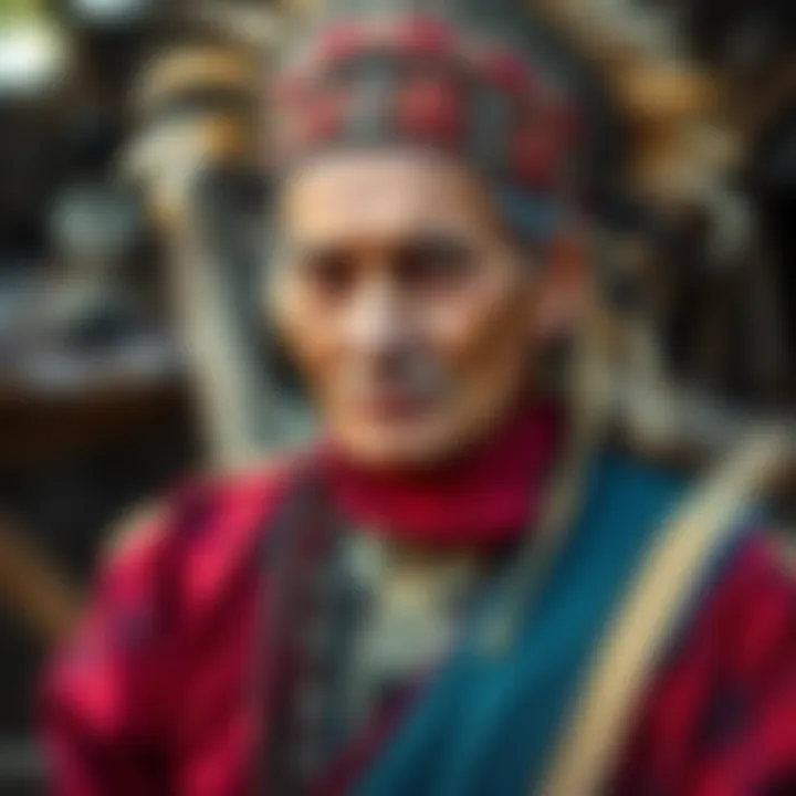 Historical depiction of an Indigenous Australian leader from the 19th century in traditional attire