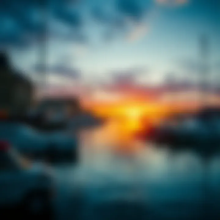 Serene view of Hobart's harbor with boats and historic waterfront buildings at sunset