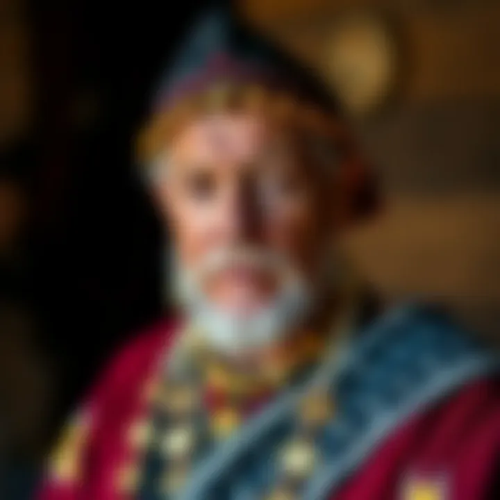 Portrait of King Billy Kirksanton, a prominent Tasmanian Aboriginal leader in traditional attire, symbolizing his leadership and cultural heritage