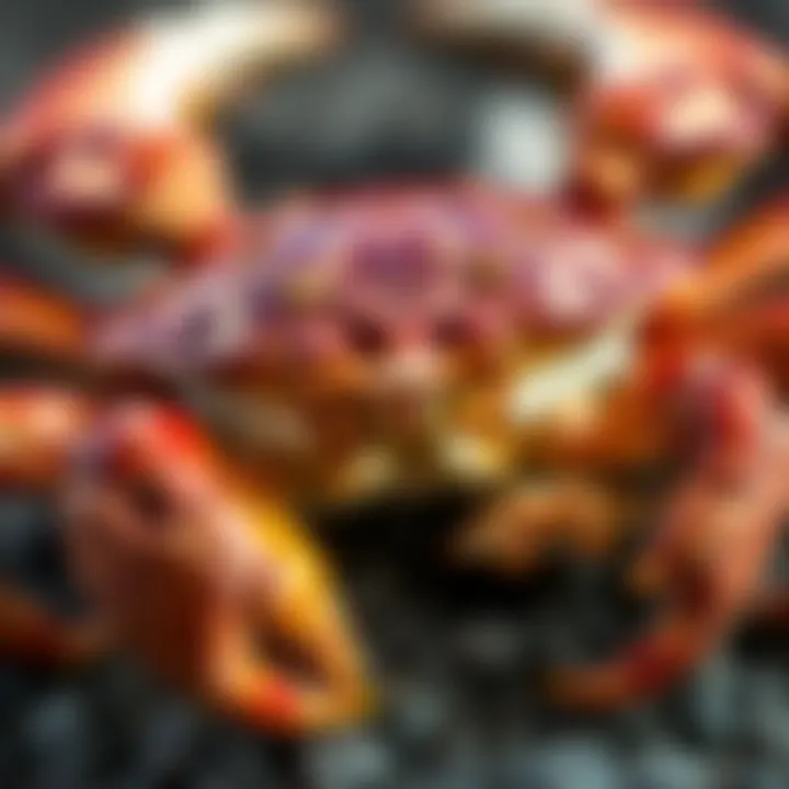 Detailed View of King Billy Mud Crab’s Shell and Claws Close-up of King Billy mud crab showcasing its distinctive shell and claws