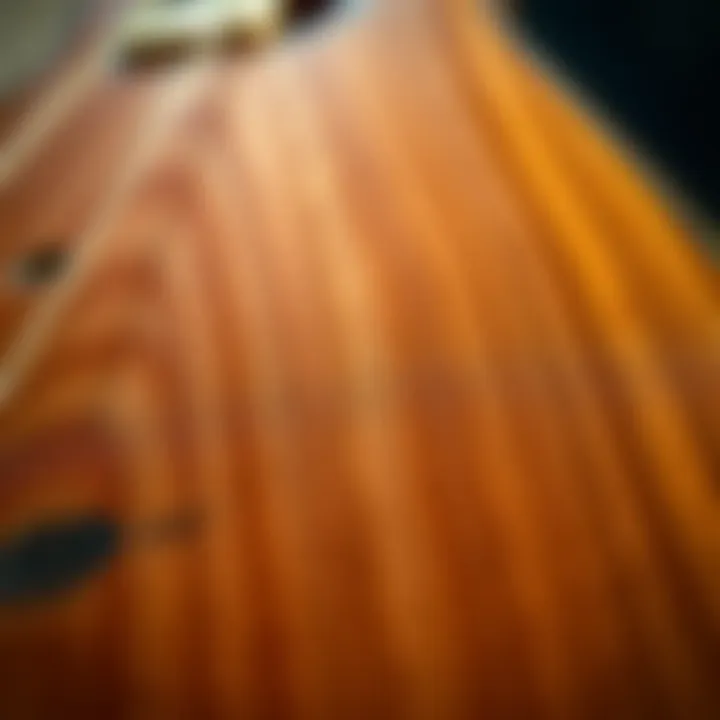Close-up of King Billy pine timber showing fine grain and warm color used for musical instrument soundboard