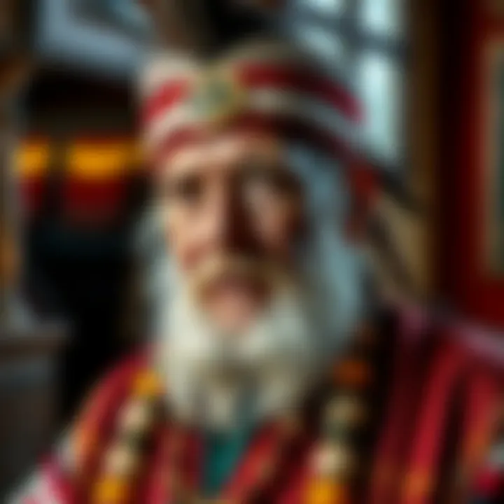 Portrait of King Billy Ripon highlighting traditional Indigenous attire and cultural symbols