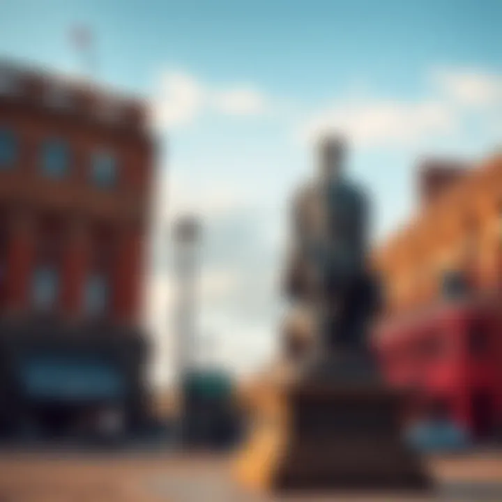 Bronze statue of King Billy standing prominently in a public square in Hull under a clear sky