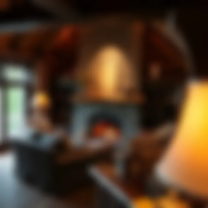 Cozy interior of the King Billy Suite featuring rustic wooden furnishings and a warm fireplace
