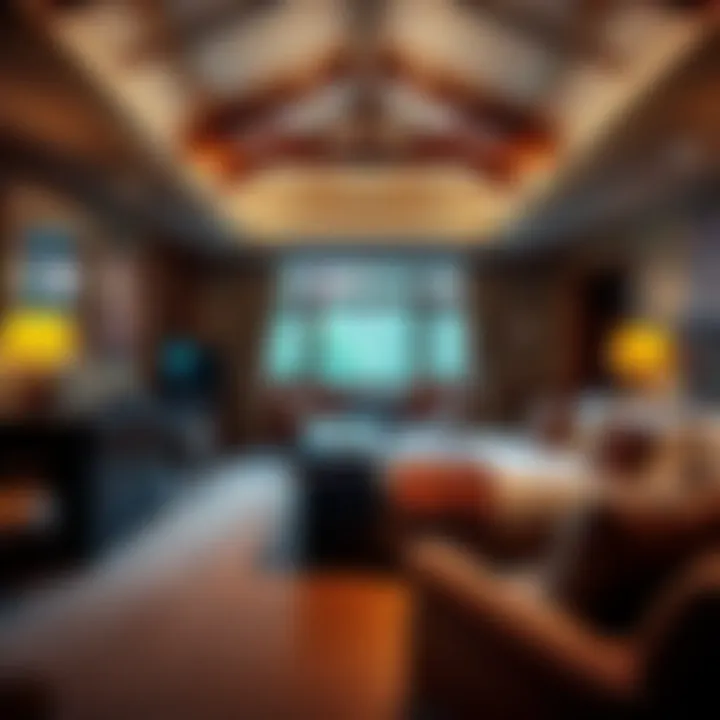 Cozy interior of King Billy Suite featuring rustic wooden beams and elegant furnishings at Cradle Mountain Lodge