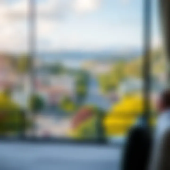 Scenic view of Hobart's vibrant city center with lush greenery surrounding King Billy Suite