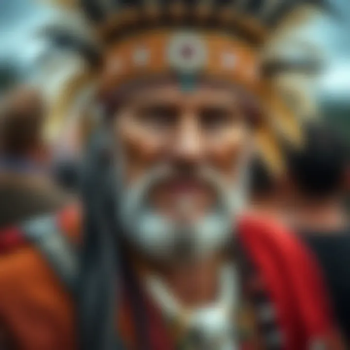 Portrait of King Billy showcasing traditional attire and symbols of leadership from Indigenous Australian culture