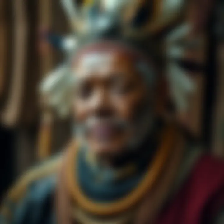 Portrait of King Billy Turner showcasing traditional Aboriginal attire and symbols of leadership