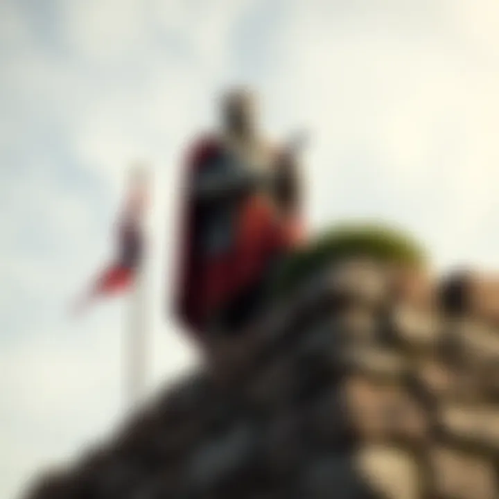 A vintage illustration depicting King Billy on a stone wall, capturing the essence of the song's historical reference