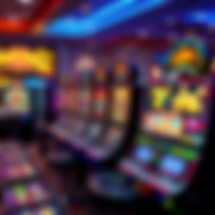 Colorful casino slot machines displaying vibrant game themes