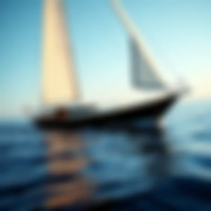 King Billy Yacht Gliding Through Serene Waters King Billy yacht sailing on calm blue waters showcasing its sleek hull and classic rigging