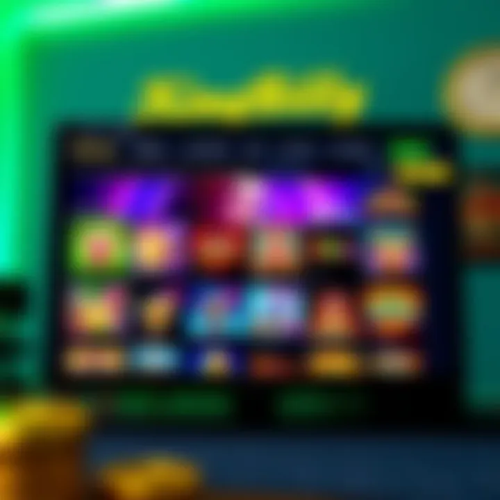 Colorful online casino dashboard showcasing a variety of slot games and live casino options