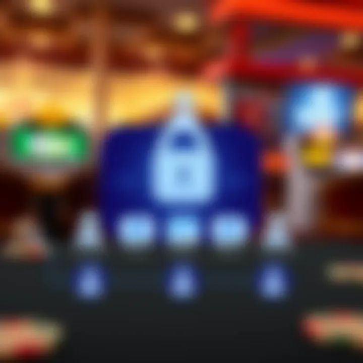 Illustration of secure digital payment methods and customer support icons for online casino users