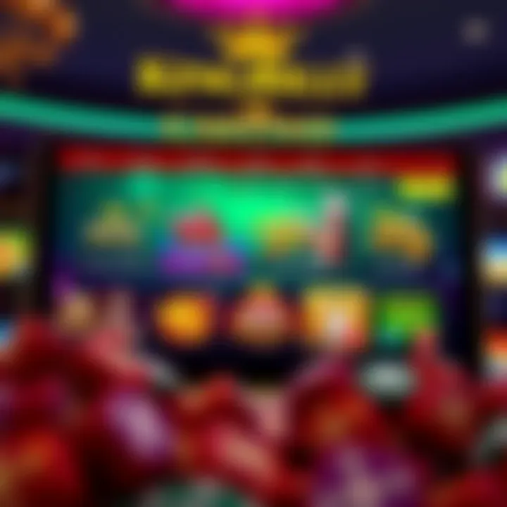 Illustration of a vibrant casino bonus interface showing various bonus offers and rewards