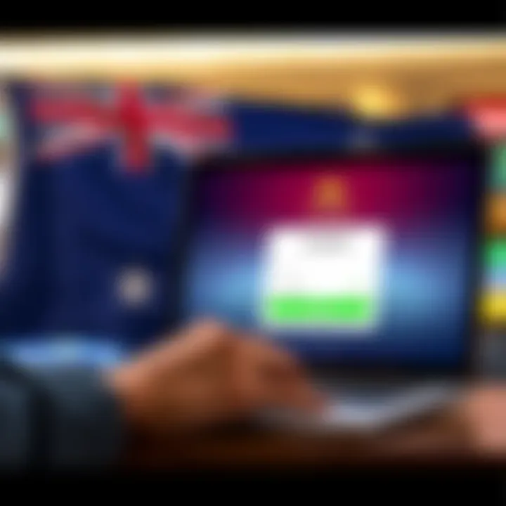 User accessing KingBilly Casino login page on laptop with Australian flag in background