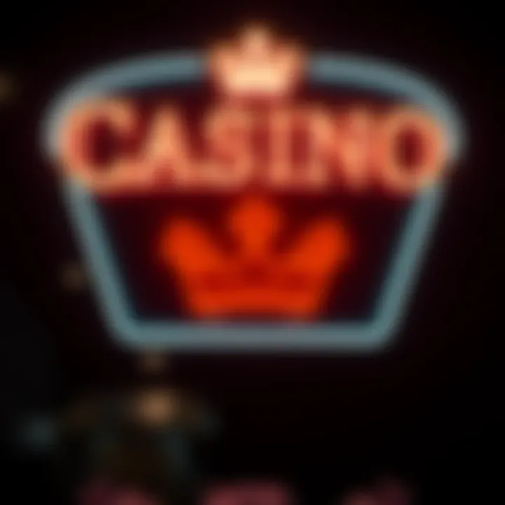 Bright neon sign displaying Casino with a crown symbol against a dark background