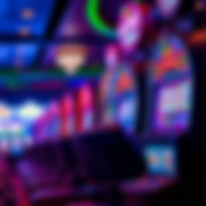 Colorful casino slot machines with vibrant symbols and bright lights