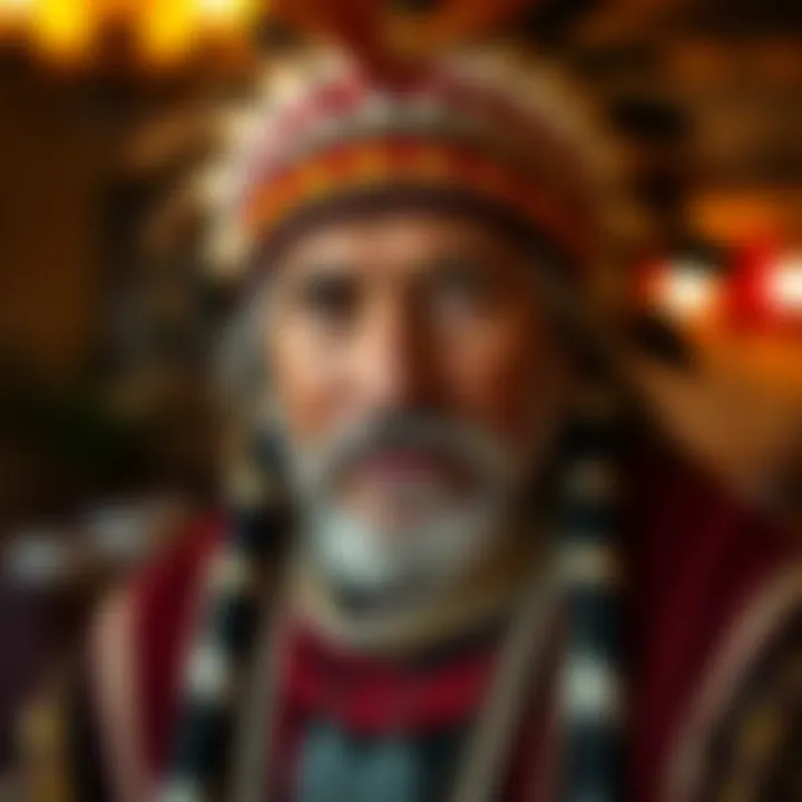 Portrait of William Lanne also known as King Billy in traditional attire representing the Oyster Bay tribe