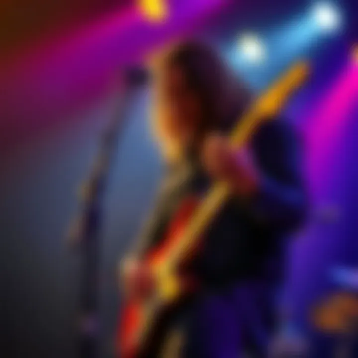 Marcus King playing electric guitar during a live concert with intense focus and vibrant stage lighting