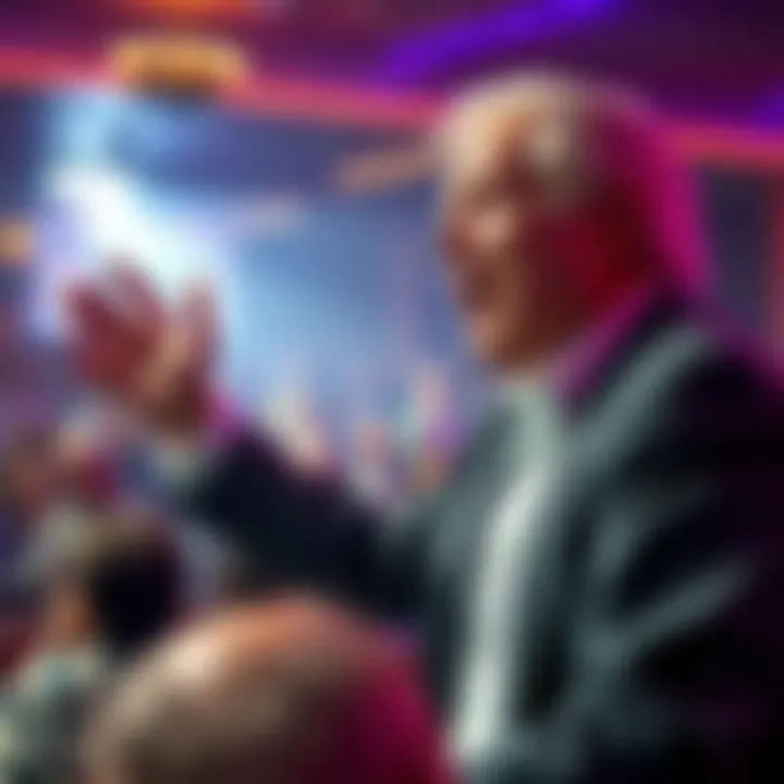 Billy Graham speaking passionately during a religious revival gathering