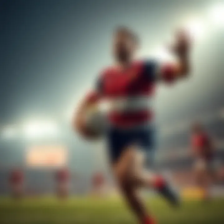 Tommy King celebrating a try during a rugby league match