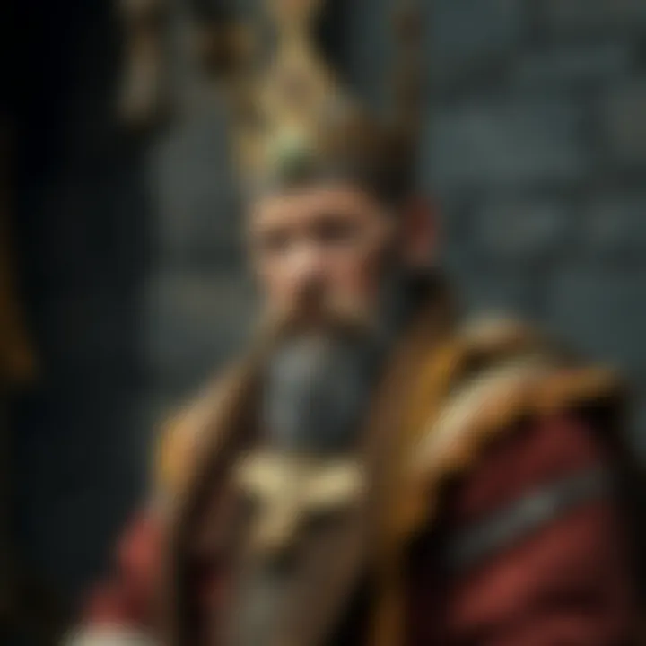 Historic depiction of King Billy with traditional attire and symbolic elements reflecting cultural heritage