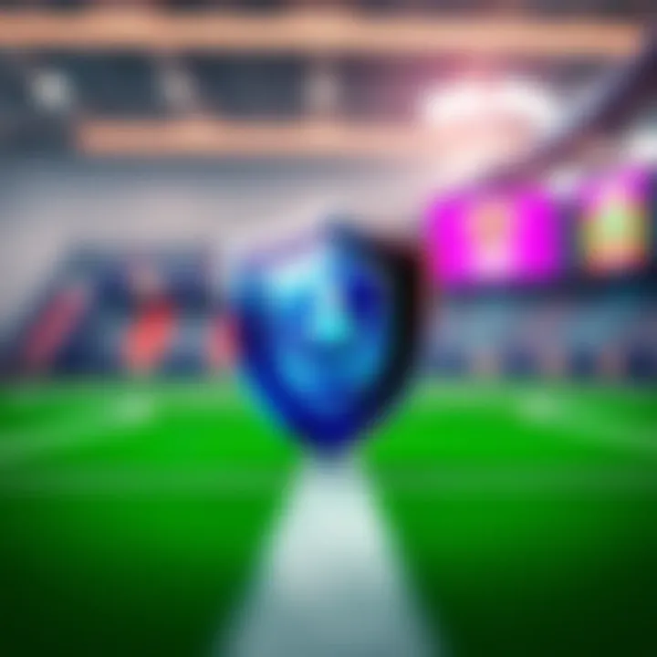 Safe and secure download concept with shield and download symbol