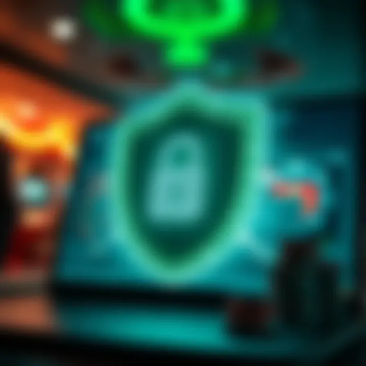 Digital security shield protecting online casino platform