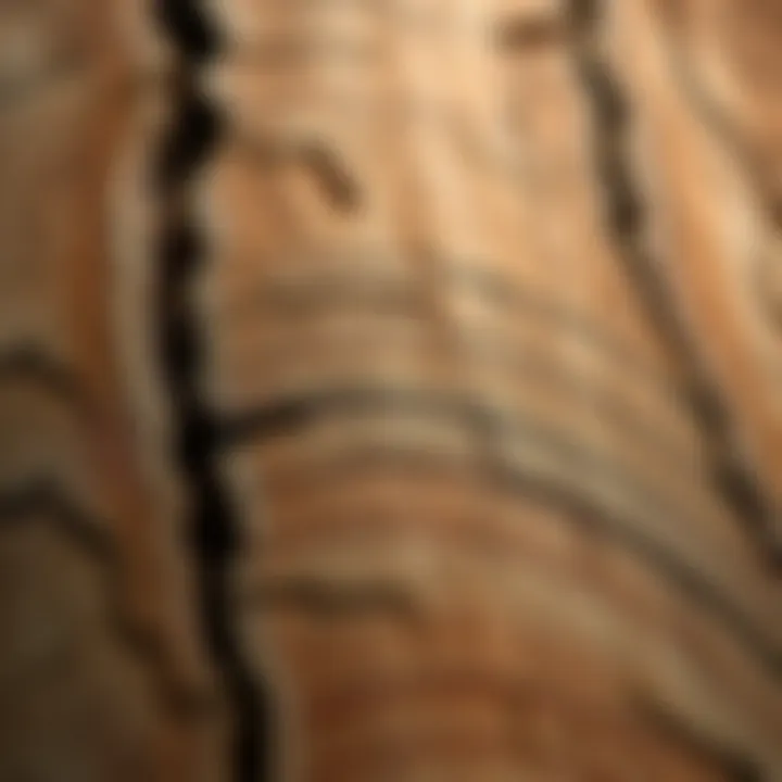 Close-up view of King Billy pine timber showcasing intricate grain patterns and rich coloration