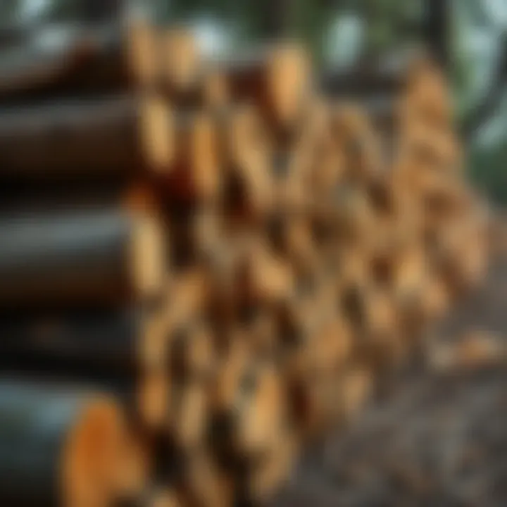 Stacked King Billy Pine logs highlighting natural color and quality