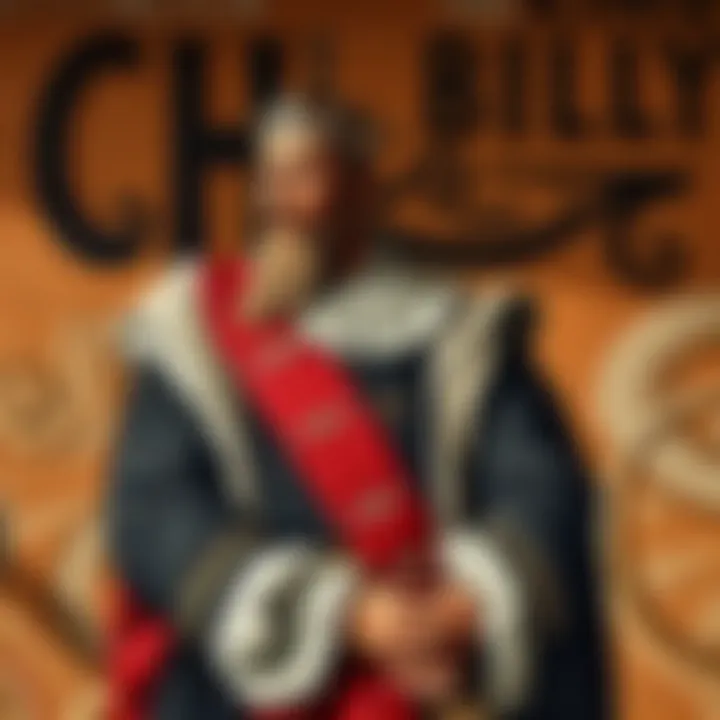 Historic Mural of King Billy on a Wall Historic mural depicting King Billy with distinct colonial-era attire on a brick wall