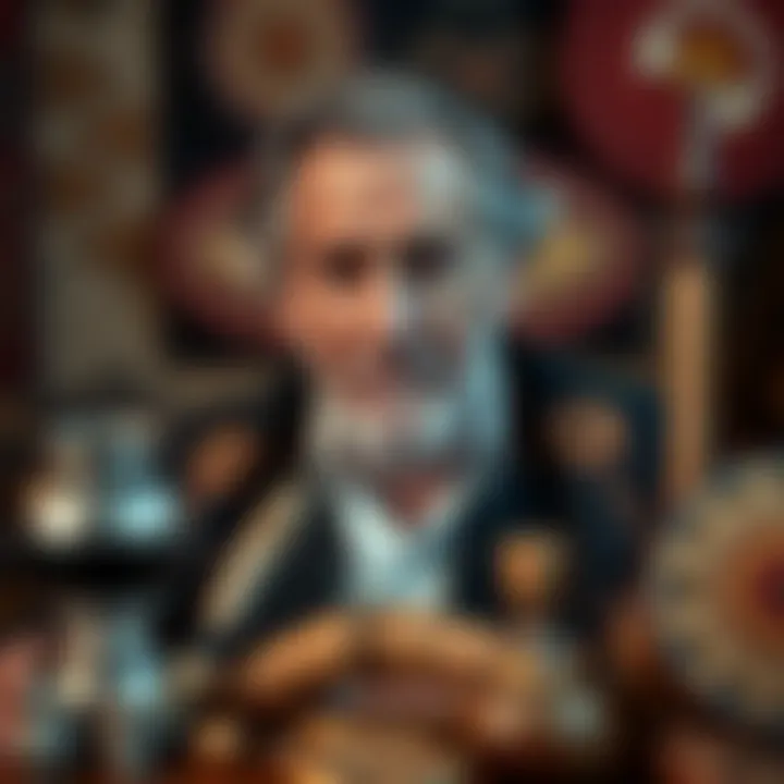 Portrait of William Lanne accompanied by traditional Tasmanian Aboriginal artifacts symbolizing his heritage
