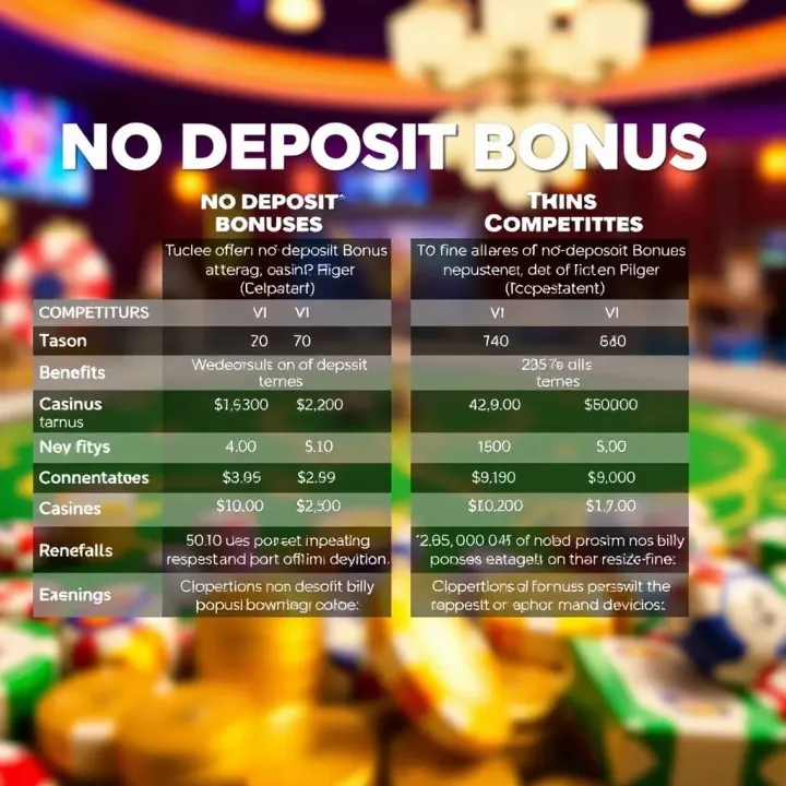 Comparison chart illustrating benefits and terms of no deposit bonuses at King Billy Casino versus other casinos