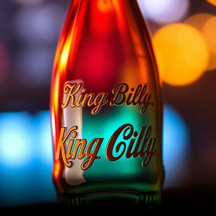 Close-up of a King Billy coke bottle showcasing its distinct coloration and vintage design