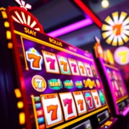 Bright online pokies interface showcasing various vibrant slot reels spinning on a digital display