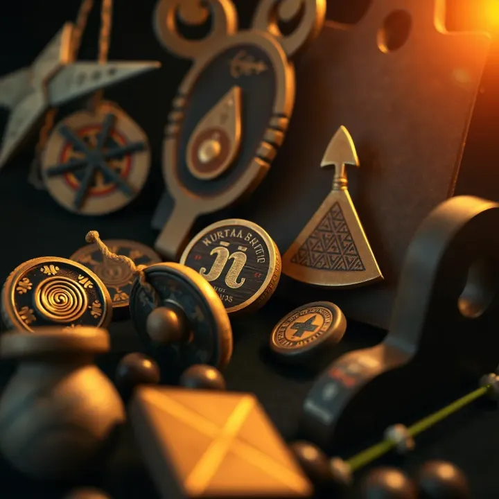 Historic Australian Aboriginal cultural symbols and artifacts reflecting heritage and identity