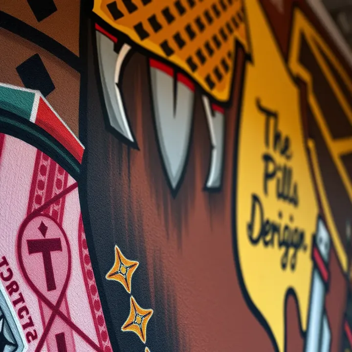 Close-up of artistic details in the King Billy mural highlighting symbolic elements and traditional clothing