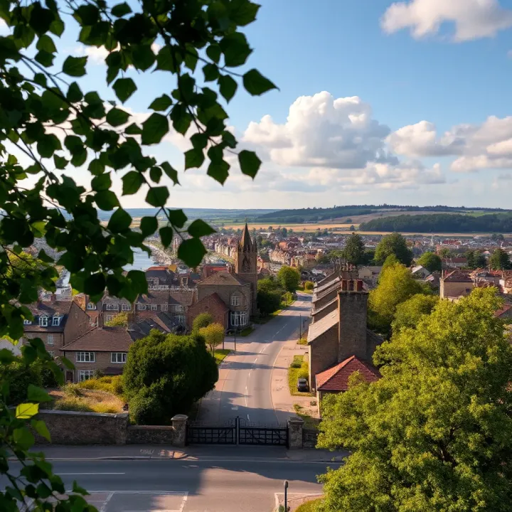 Scenic view of Northampton town with natural landscape reflecting local heritage