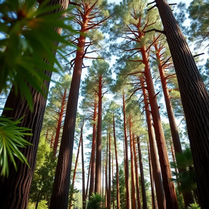 Tall King Billy pine trees with distinctive foliage in the Tasmanian Botanic Gardens