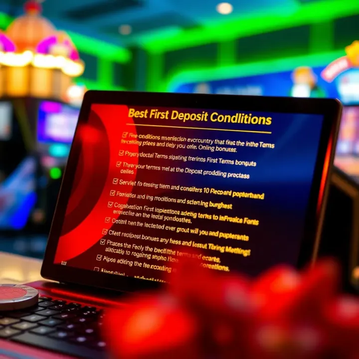 Key Terms and Conditions to Consider for Online Casino Bonuses Checklist highlighting important terms and conditions for online casino bonuses on a digital screen