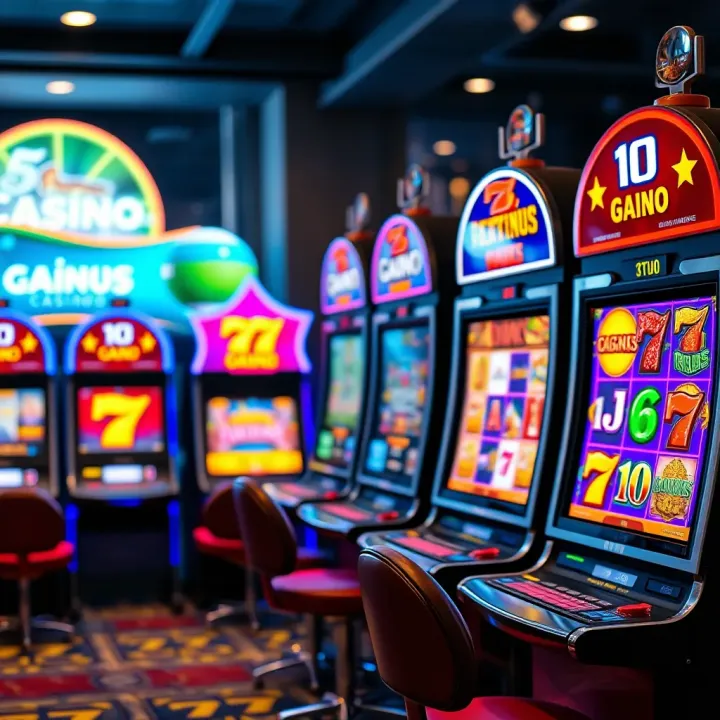 Variety of Casino Games Available at 5 Gringo Casino Colorful slot machine with vibrant symbols representing various casino games