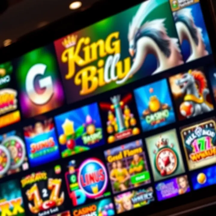 Colorful assortment of casino games displayed on a digital screen