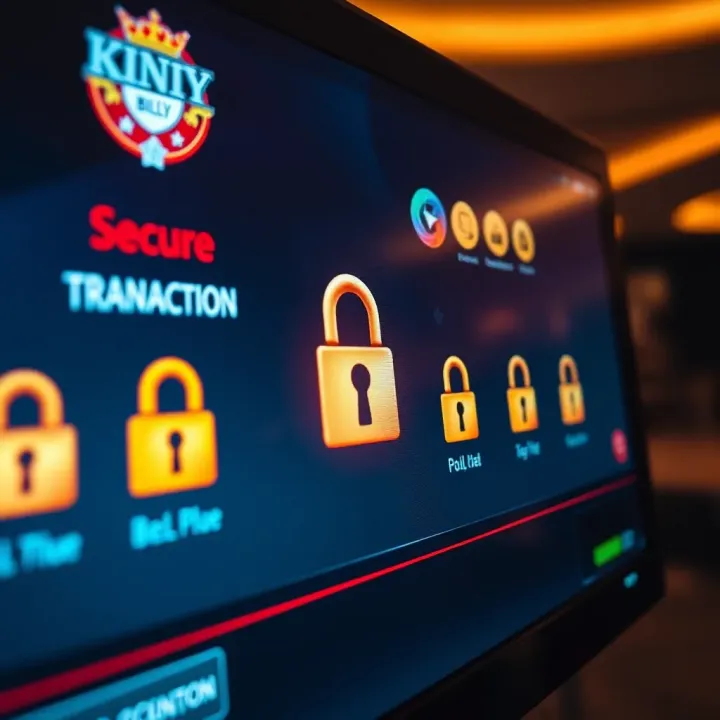Secure online payment methods and digital security icons on a screen