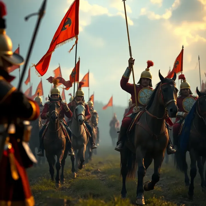 Painting depicting William of Orange leading troops at the Battle of the Boyne