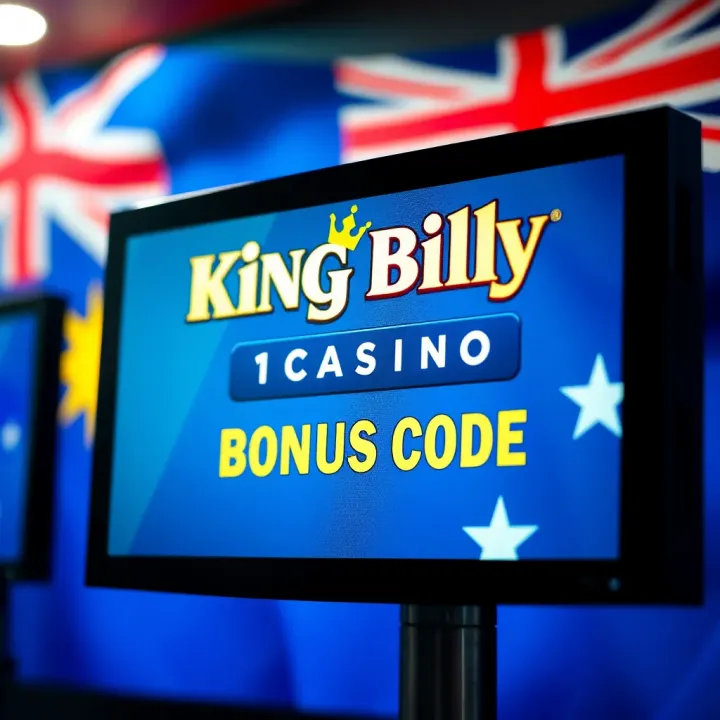 King Billy casino bonus code on a digital screen with Australian flag background