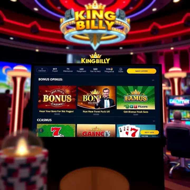 King Billy Casino interface showcasing bonus offers available for loyal players