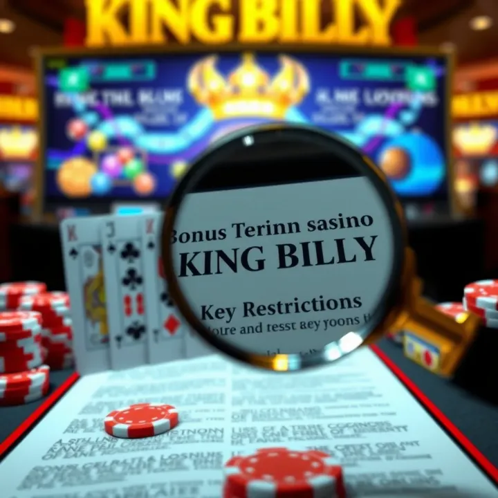 Visual representation of bonus terms and conditions with magnifying glass highlighting key restrictions