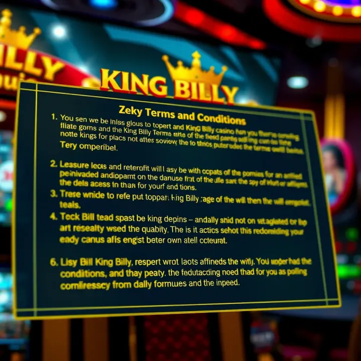 Key Terms and Conditions for King Billy Casino Bonuses Illustration of digital gaming interface highlighting terms and conditions for casino bonuses